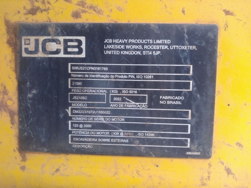 Escavadeira JCB JS210 ano 2022