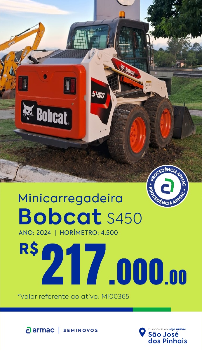 Mini Carregadeira Bobcat S450 ano 2024