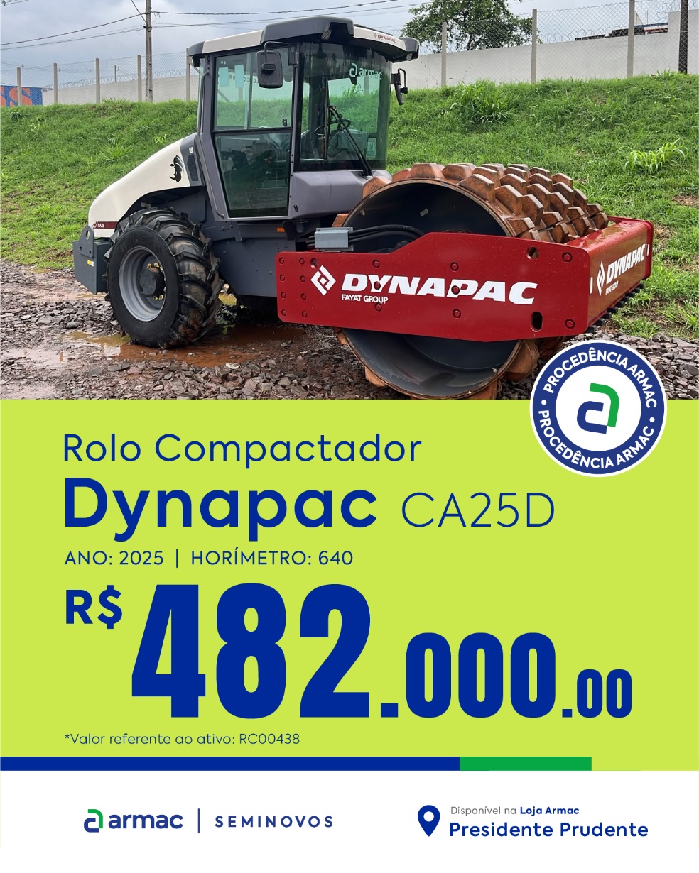 Rolo Compactador Dynapac CA25 D ano 2025
