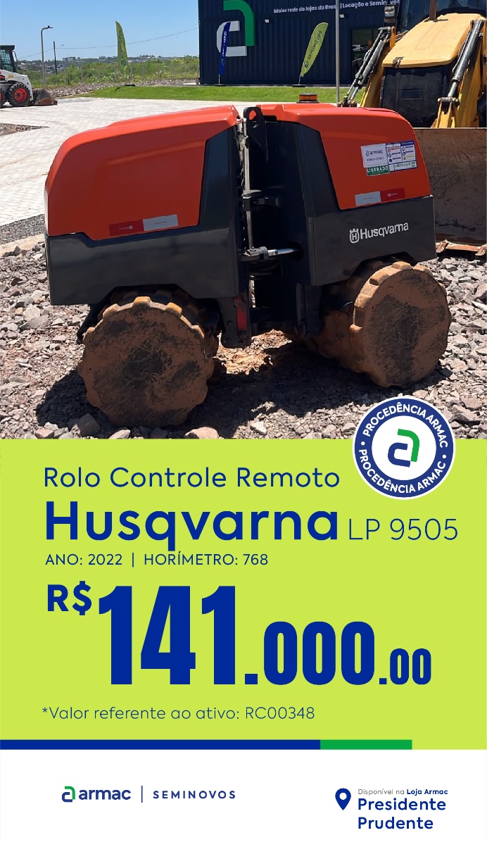 Rolo Compactador Husqvarna LP 9505 ano 2022