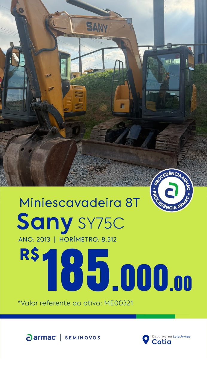 Mini Escavadeira SANY SY75 C ano 2013