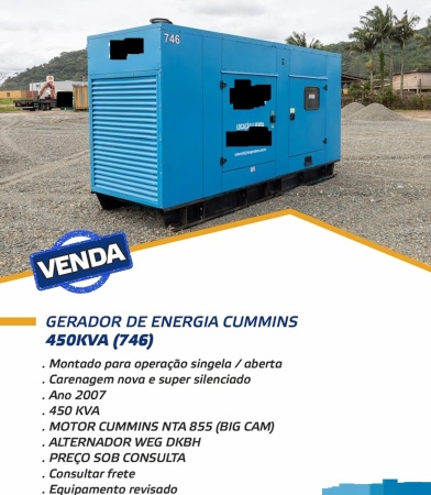 Gerador de Energia STEMAC 450 kVA ano 2007