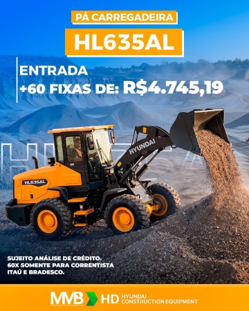 Pá Carregadeira Hyundai HL635AL ano 2025