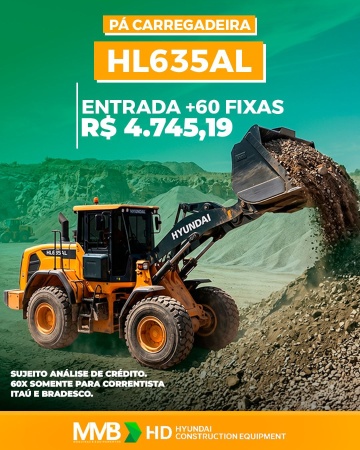 Pá Carregadeira Hyundai HL635AL ano 2025