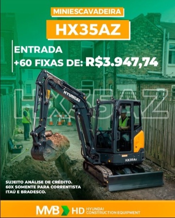 Mini Escavadeira Hyundai HX35AZ ano 2025