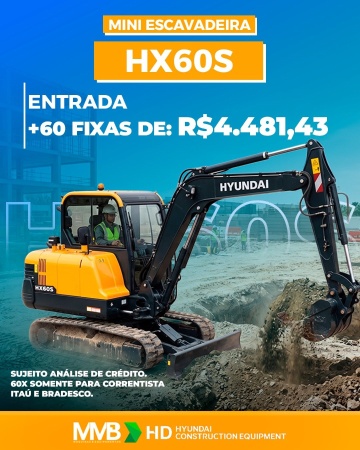 Mini Escavadeira Hyundai HX60S ano 2025