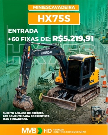 Mini Escavadeira Hyundai HX75S ano 2025