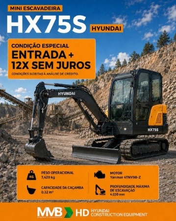 Mini Escavadeira Hyundai HX75S ano 2025