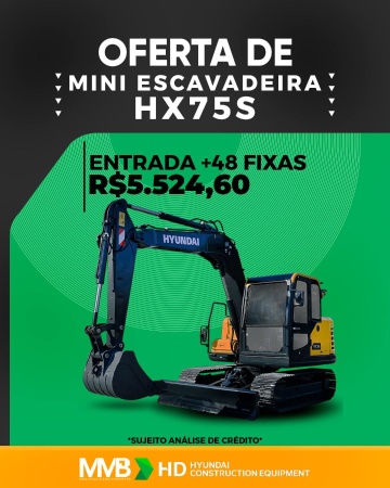Mini Escavadeira Hyundai HX75S ano 2025
