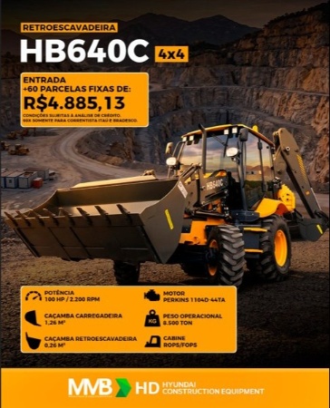 Retroescavadeira Hyundai HB640C ano 2026