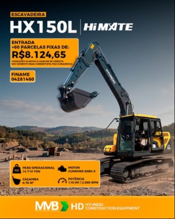 Escavadeira Hyundai HX150L ano 2026
