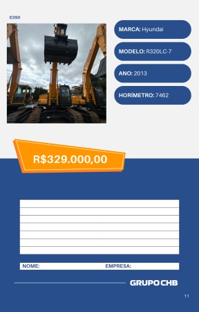 Escavadeira Hyundai R320LC-7 ano 2013