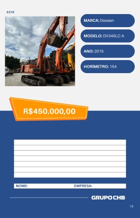 Escavadeira Doosan DX340LC-A ano 2015