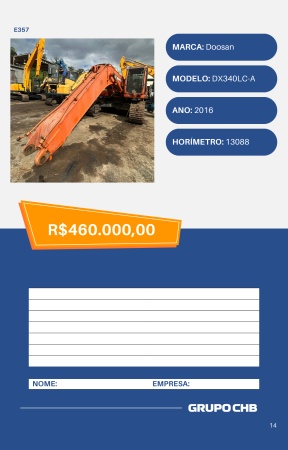 Escavadeira Doosan DX340LC-A ano 2016