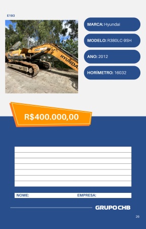 Escavadeira Hyundai R380LC-9SH ano 2012