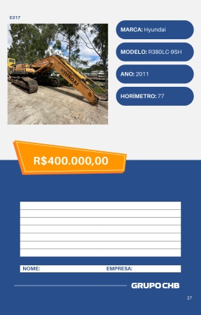 Escavadeira Hyundai R380LC-9SH ano 2011