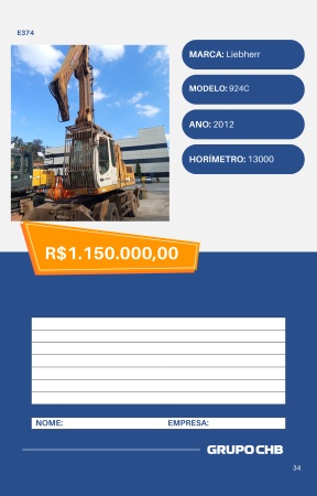 Escavadeira Liebherr 924C ano 2012