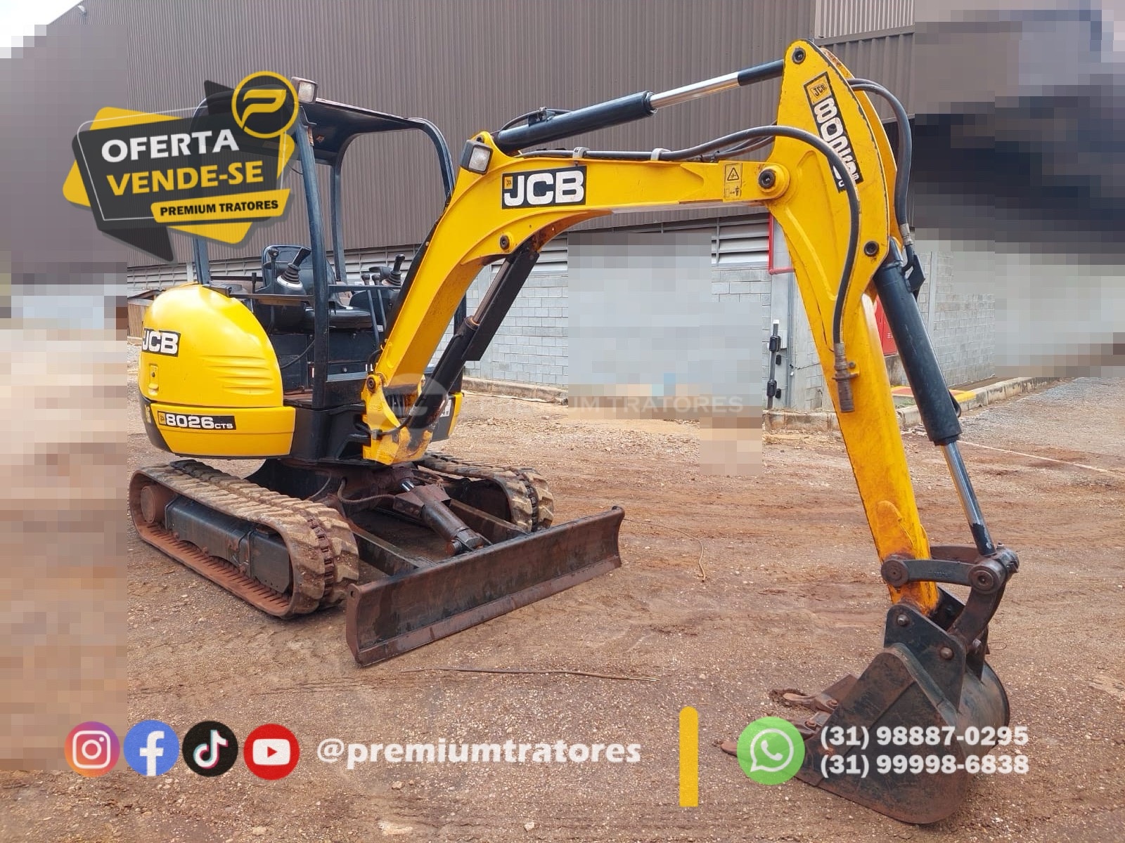 Mini Escavadeira JCB 8026 CTS ano 2017