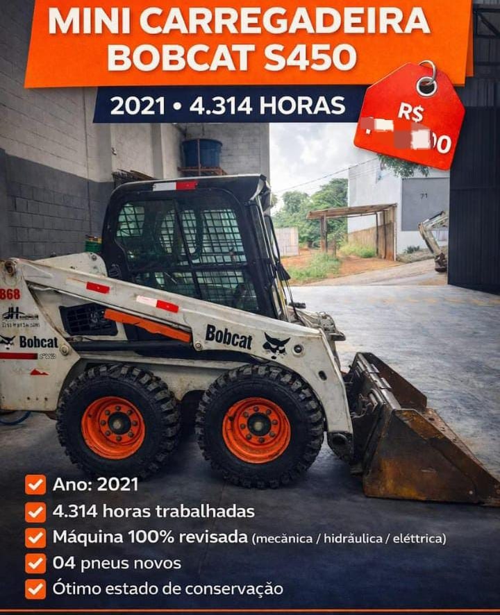 Mini Carregadeira Bobcat S450 ano 2021
