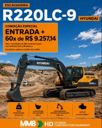 Escavadeira Hyundai R220LC-9 ano 2026