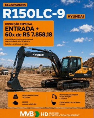 Escavadeira Hyundai R150LC-9 ano 2025 - R150LC-9 - Máquinas de Linha Amarela