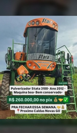 Pulverizador Autopropelido Stara IMPERADOR 3100 ano 2012