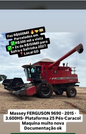 Colheitadeira Massey Ferguson MF 9690 ano 2015 - MF 9690 - Máquinas Agrícolas