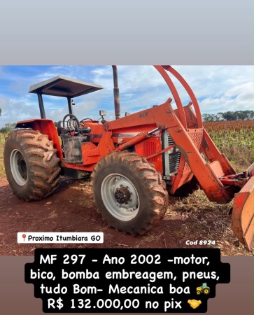 Trator Massey Ferguson MF 297 ano 2002