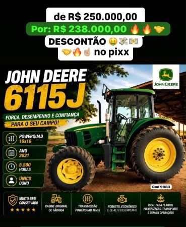 Trator John Deere 6115J ano 2021