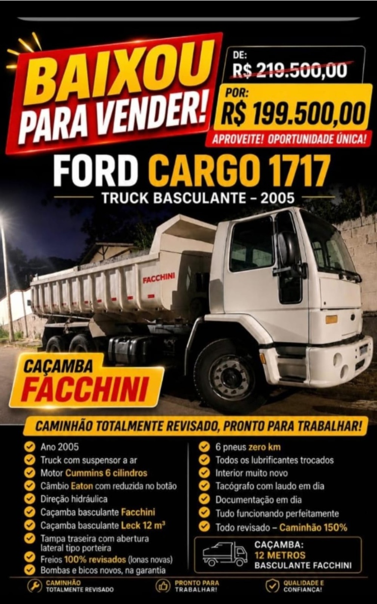 Caminhão Ford CARGO 1717 ano 2005