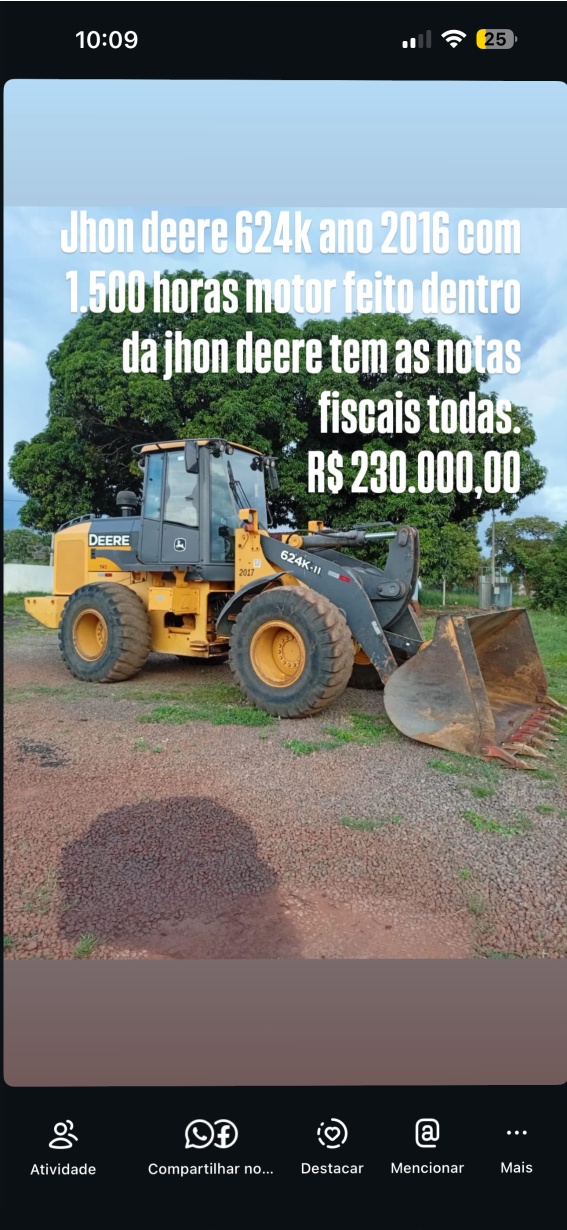 Pá Carregadeira John Deere 624 P
